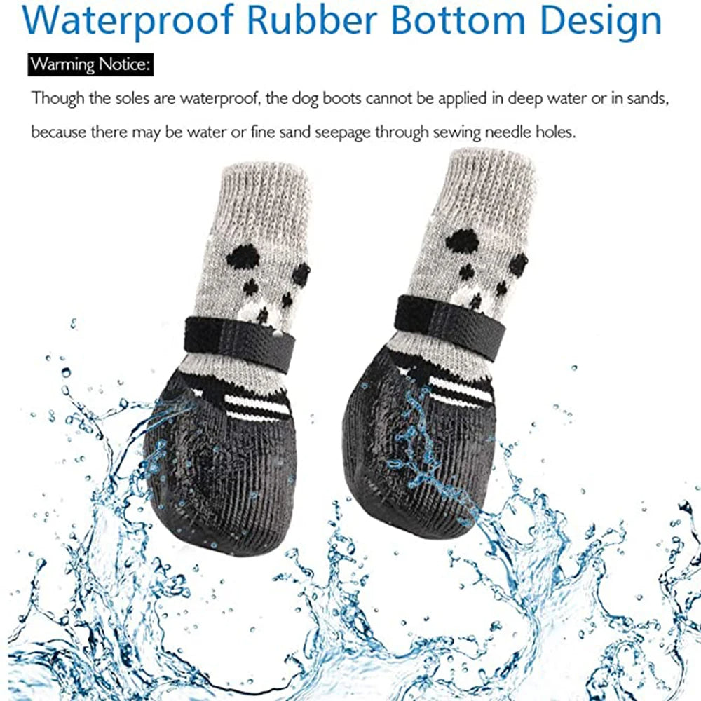 4pcs/set Winter Warm Dog Socks – Waterproof, Non-Slip