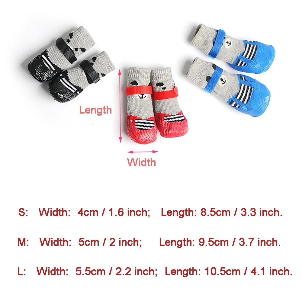 4pcs/set Winter Warm Dog Socks – Waterproof, Non-Slip