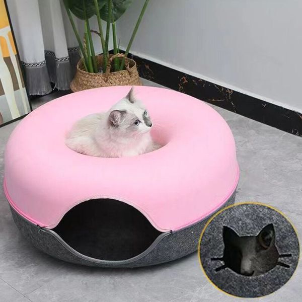 The Peek-A-Boo Cat Donut Cave Tunnel Bed