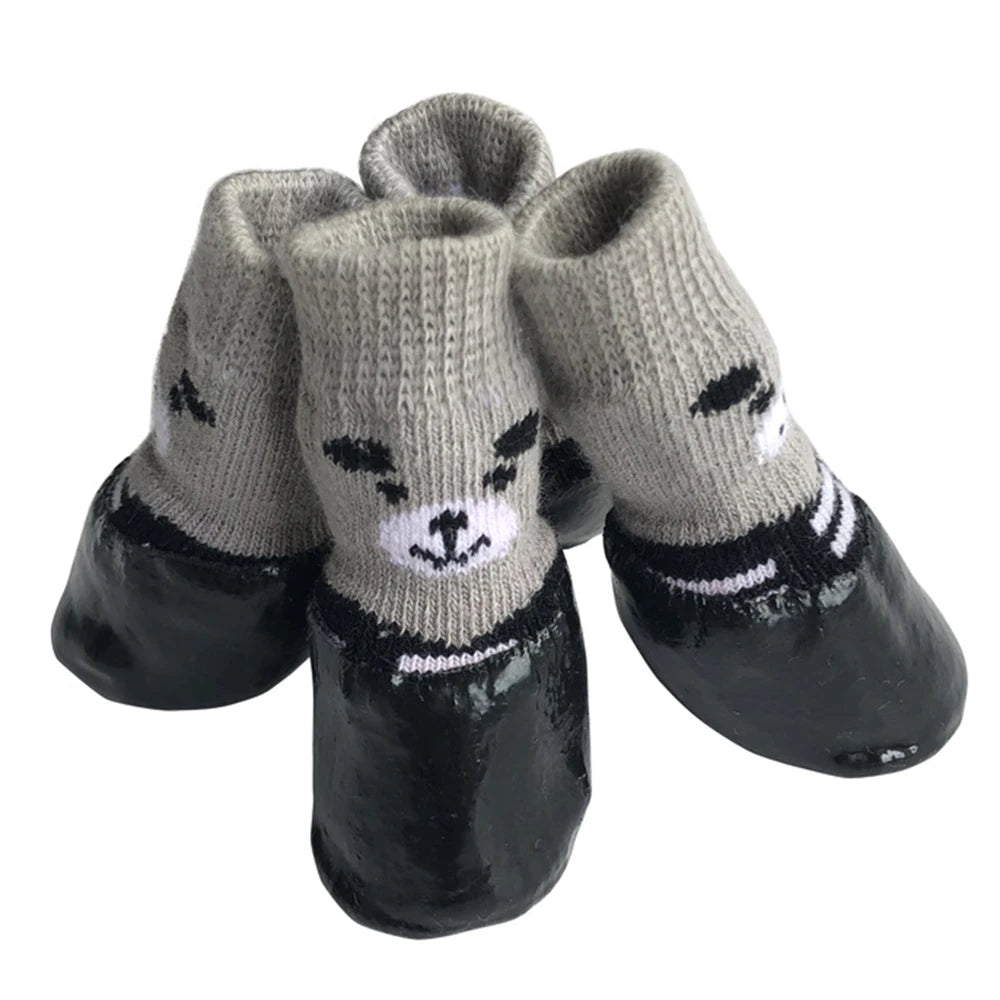 4pcs/set Winter Warm Dog Socks – Waterproof, Non-Slip