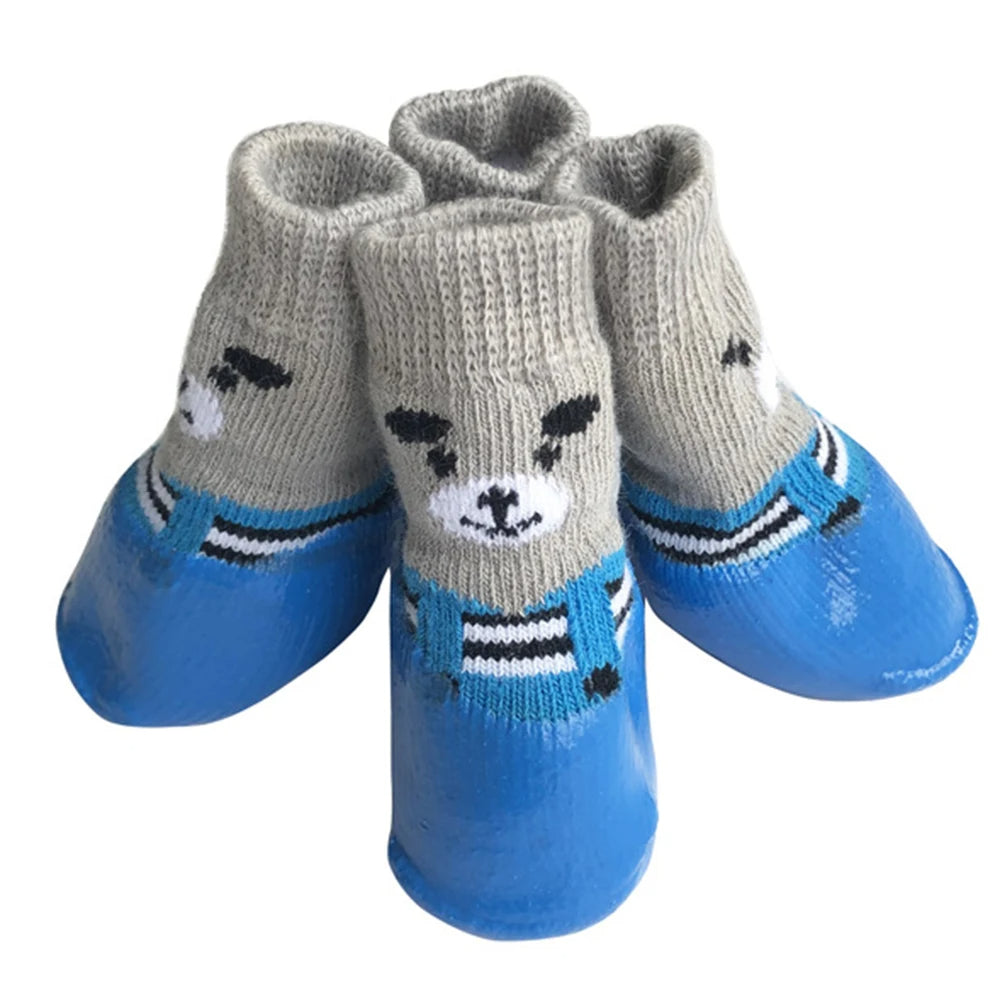 4pcs/set Winter Warm Dog Socks – Waterproof, Non-Slip