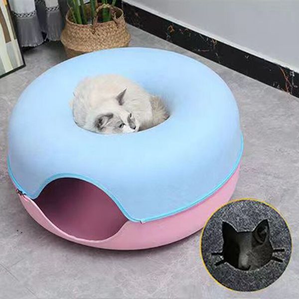 The Peek-A-Boo Cat Donut Cave Tunnel Bed